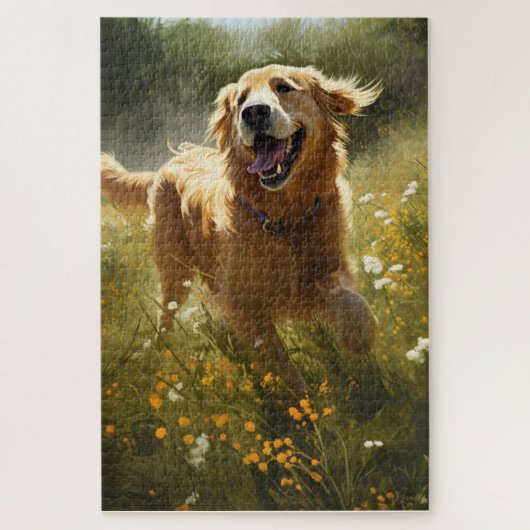 Custom Happy Golden Retriever Birthday Kaart Legpuzzel (Verticaal)