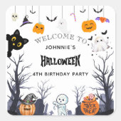 Custom Happy Halloween BIRTHDAY Vierkante Sticker (Voorkant)