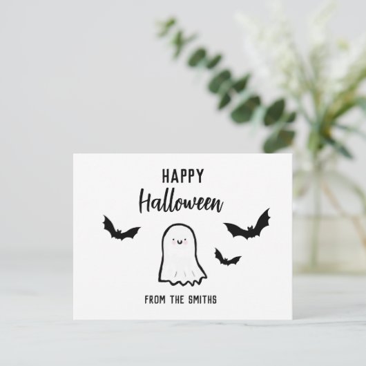 Custom Happy Halloween Friendly Ghost Briefkaart (Staand voorkant)