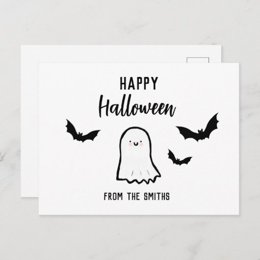 Custom Happy Halloween Friendly Ghost Briefkaart (Voorkant / Achterkant)