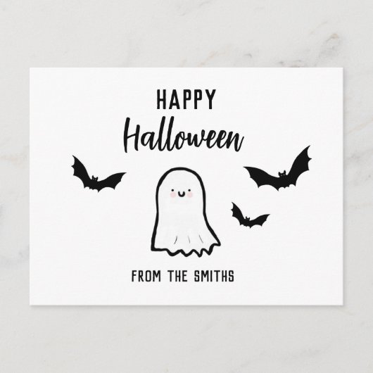 Custom Happy Halloween Friendly Ghost Briefkaart (Voorkant)
