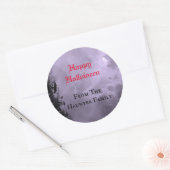 Custom Happy Halloween Full Moon en Raven Paars Ronde Sticker (Envelop)