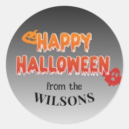Custom Happy Halloween Label: Voeg uw familienaam Ronde Sticker