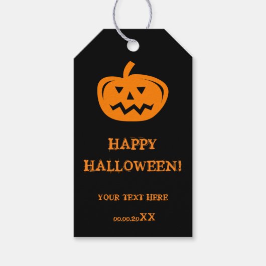 Custom Happy Halloween partij gunst gesneden pompo Cadeaulabel (Voorkant)