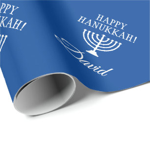 Custom Happy Hanukkah blue Jewish Holiday Cadeaupapier