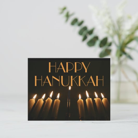 Custom Happy Hanukkah Menorah Candle Uitnodiging Briefkaart (Staand voorkant)