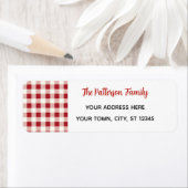 Custom Happy Holidays Fun Classic Plaid Red  Etiket (Insitu)