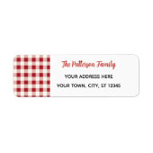 Custom Happy Holidays Fun Classic Plaid Red  Etiket (Voorkant)