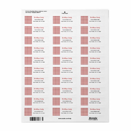 Custom Happy Holidays Fun Classic Plaid Red  Etiket (Full Sheet)