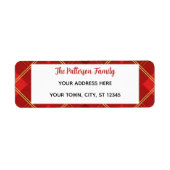 Custom Happy Holidays Fun Classic Plaid Red Etiket (Voorkant)