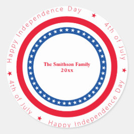 Custom Happy Independence Day Rood Wit Blauw Ronde Sticker