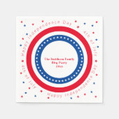 Custom Happy Independence Day Rood Wit Blauw Sterr Servet (Voorkant)