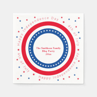 Custom Happy Independence Day Rood Wit Blauw Sterr Servet