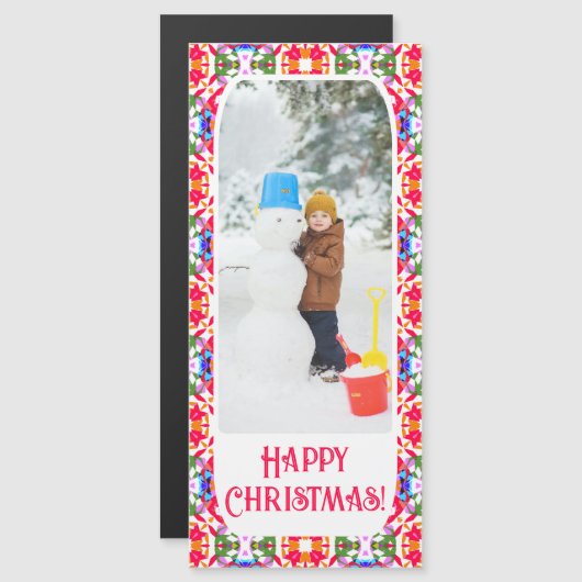 Custom Happy Jolly Christmas Photo magnetische Kaa (Voorkant / Achterkant)