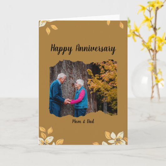 Custom Happy Jubileum Gevouwen Wenskaart Kaart (Gele Bloem)