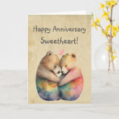 Custom Happy Jubileum Liefje Schattigee Beren Kaart (Gele Bloem)