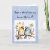 Custom Happy Jubileum Sweetheart Schattige Lovebir Kaart (Voorkant)