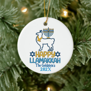 Custom Happy Llamakkah Happy Chanoeka Keramisch Ornament