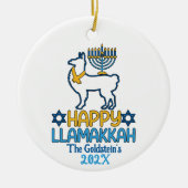 Custom Happy Llamakkah Happy Chanoeka Keramisch Ornament (Voorkant)