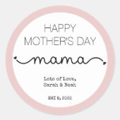 Custom Happy Moederdag Mama Elegant Ronde Sticker (Voorkant)