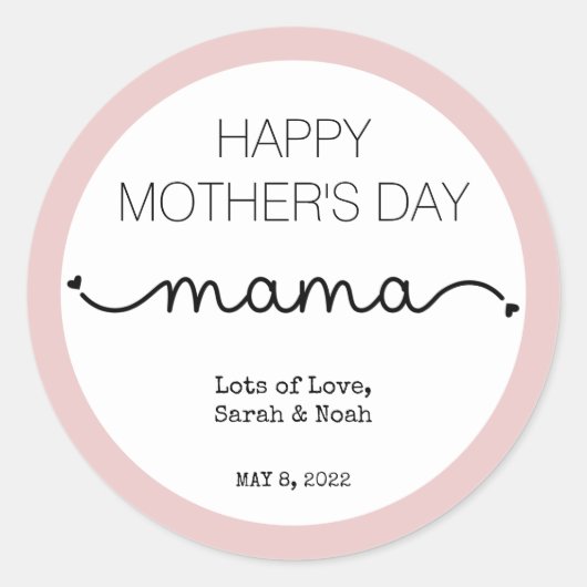 Custom Happy Moederdag Mama Elegant Ronde Sticker (Voorkant)
