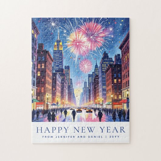 Custom Happy New Year New York City Fireworks Legpuzzel (Verticaal)
