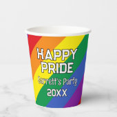 Custom Happy Pride LGBT Gay Pride Party Rainbow Papieren Bekers (Voorkant)