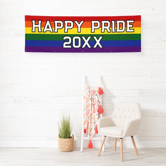 Custom Happy Pride LGBT Gay Pride Party Rainbow Spandoek (Insitu)