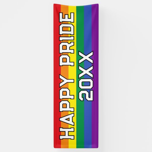 Custom Happy Pride LGBT Gay Pride Party Rainbow Spandoek (Verticaal)