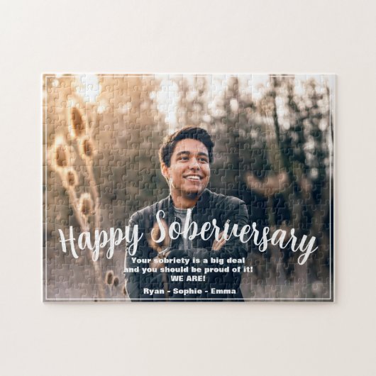 Custom Happy Soberversary 1 foto gepersonaliseerd Legpuzzel (Horizontaal)