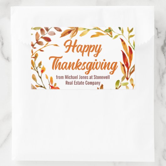 Custom Happy Thanksgiving Autumn Leaves Business Rechthoekige Sticker (Tas)