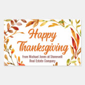Custom Happy Thanksgiving Autumn Leaves Business Rechthoekige Sticker (Voorkant)