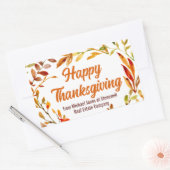 Custom Happy Thanksgiving Autumn Leaves Business Rechthoekige Sticker (Envelop)