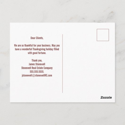 Custom Happy Thanksgiving Autumn Leaves Company Briefkaart (Achterkant)