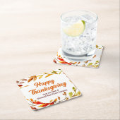 Custom Happy Thanksgiving Autumn Leaves Company Kartonnen Onderzetters (Insitu)