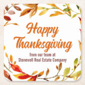 Custom Happy Thanksgiving Autumn Leaves Company Kartonnen Onderzetters (Voorkant)