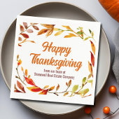 Custom Happy Thanksgiving Autumn Leaves Company Servet