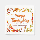 Custom Happy Thanksgiving Autumn Leaves Company Servet (Voorkant)