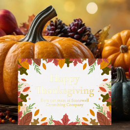 Custom Happy Thanksgiving Business Marketing Gold Folie Feestdagenkaart