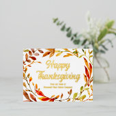 Custom Happy Thanksgiving Fall verlaat bedrijf Gol Folie Feestdagen Briefkaart (Staand Voorkant)