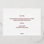 Custom Happy Thanksgiving Fall verlaat bedrijf Gol Folie Feestdagenkaart (Achterkant)