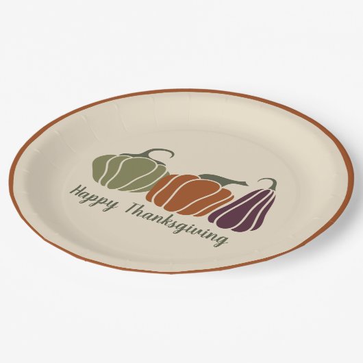 Custom Happy Thanksgiving Party Moderne pompoenen Papieren Bordje (Gekanteld)