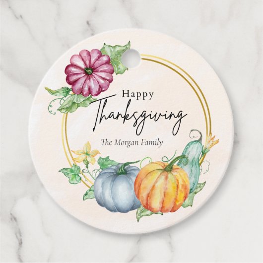 Custom Happy Thanksgiving pompoen bloem Lijst Bedankjes Labels (Voorkant)
