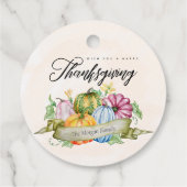 Custom Happy Thanksgiving pompoenen bloemen Bedankjes Labels (Achterkant)