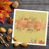 Custom Happy Thanksgiving Rustic Autumn Leaves Servet