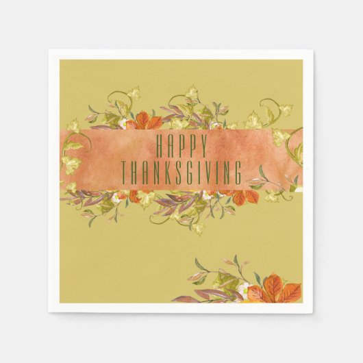 Custom Happy Thanksgiving Rustic Autumn Leaves Servet (Voorkant)