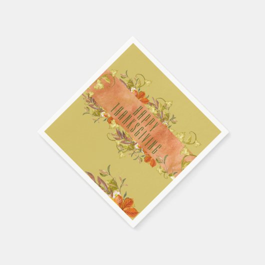 Custom Happy Thanksgiving Rustic Autumn Leaves Servet (Hoek)