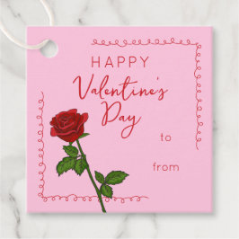 Custom Happy Valentine’s Day Rose Gift Tag  Bedankjes Labels