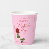 Custom Happy Valentine’s Day Rose Papieren Bekers (Voorkant)
