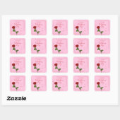 Custom Happy Valentine’s Day Rose Square Sticker (Vel)